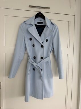 Luisa Cerano Light Blue Double-Breasted Trench Coat